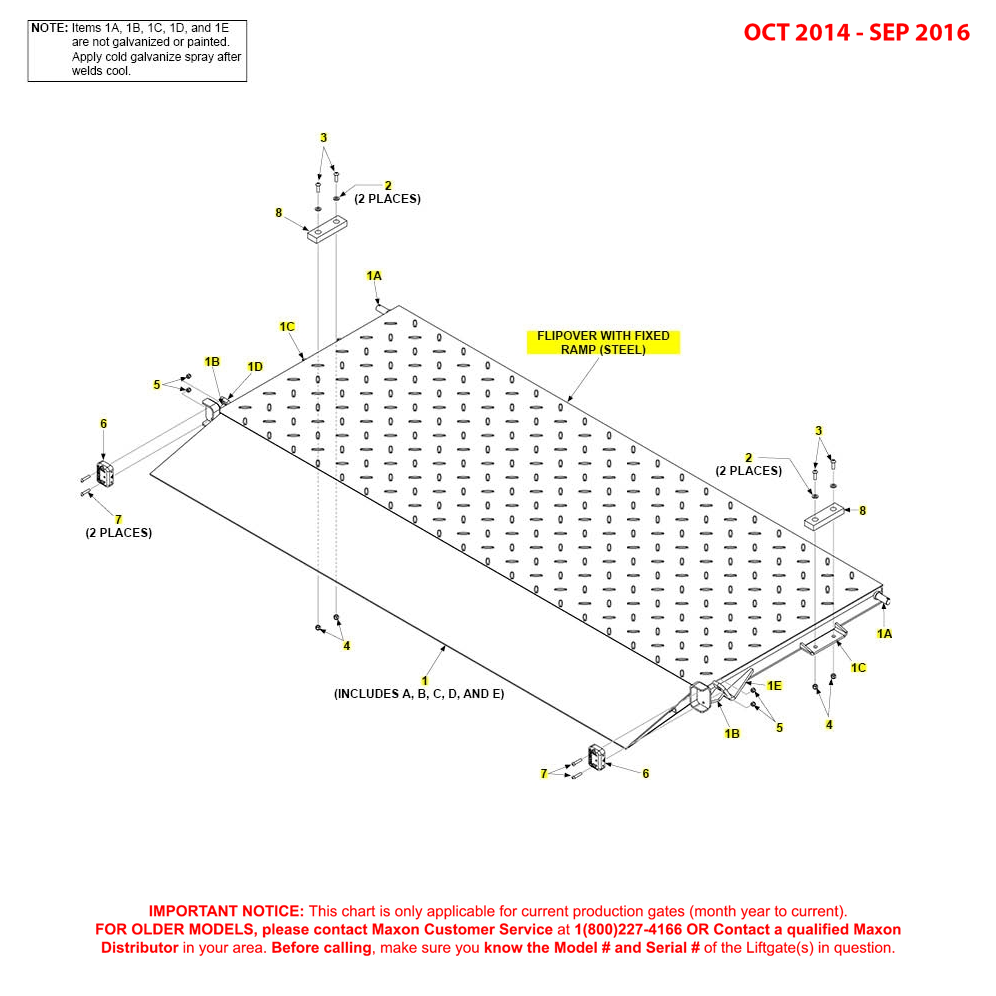 Maxon BMR (Oct 2014 - Sep 2016) Steel Flipover With Fixed Ramp Diagram