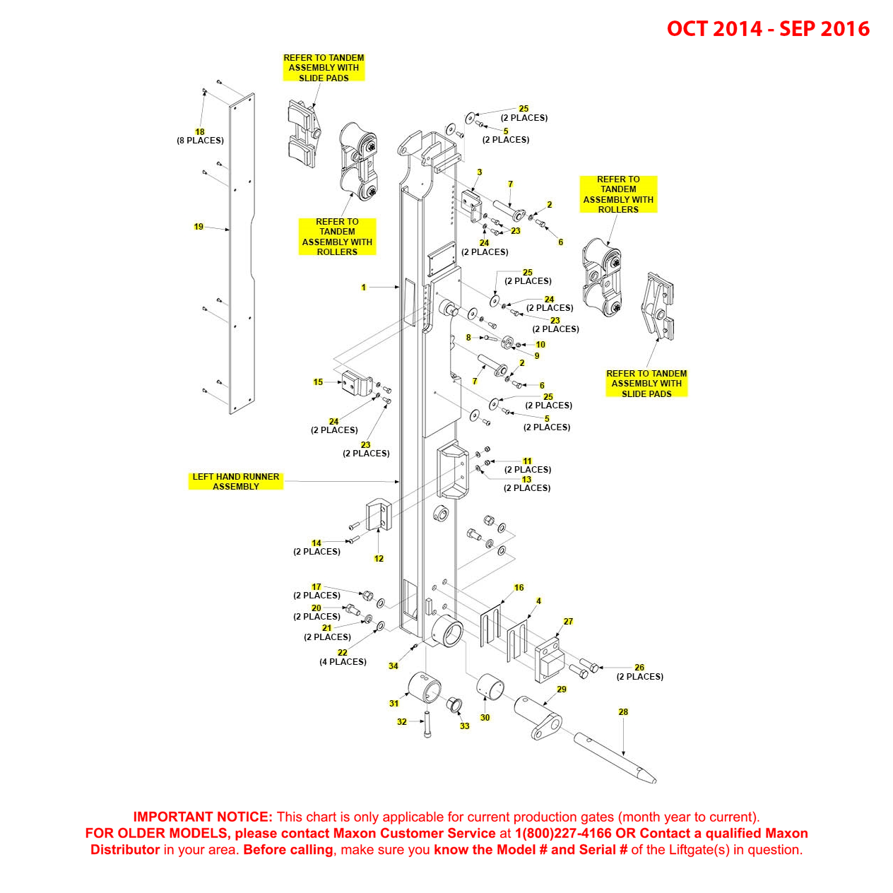 Maxon BMR (Oct 2014 - Sep 2016) Left Hand Runner Assembly Diagram