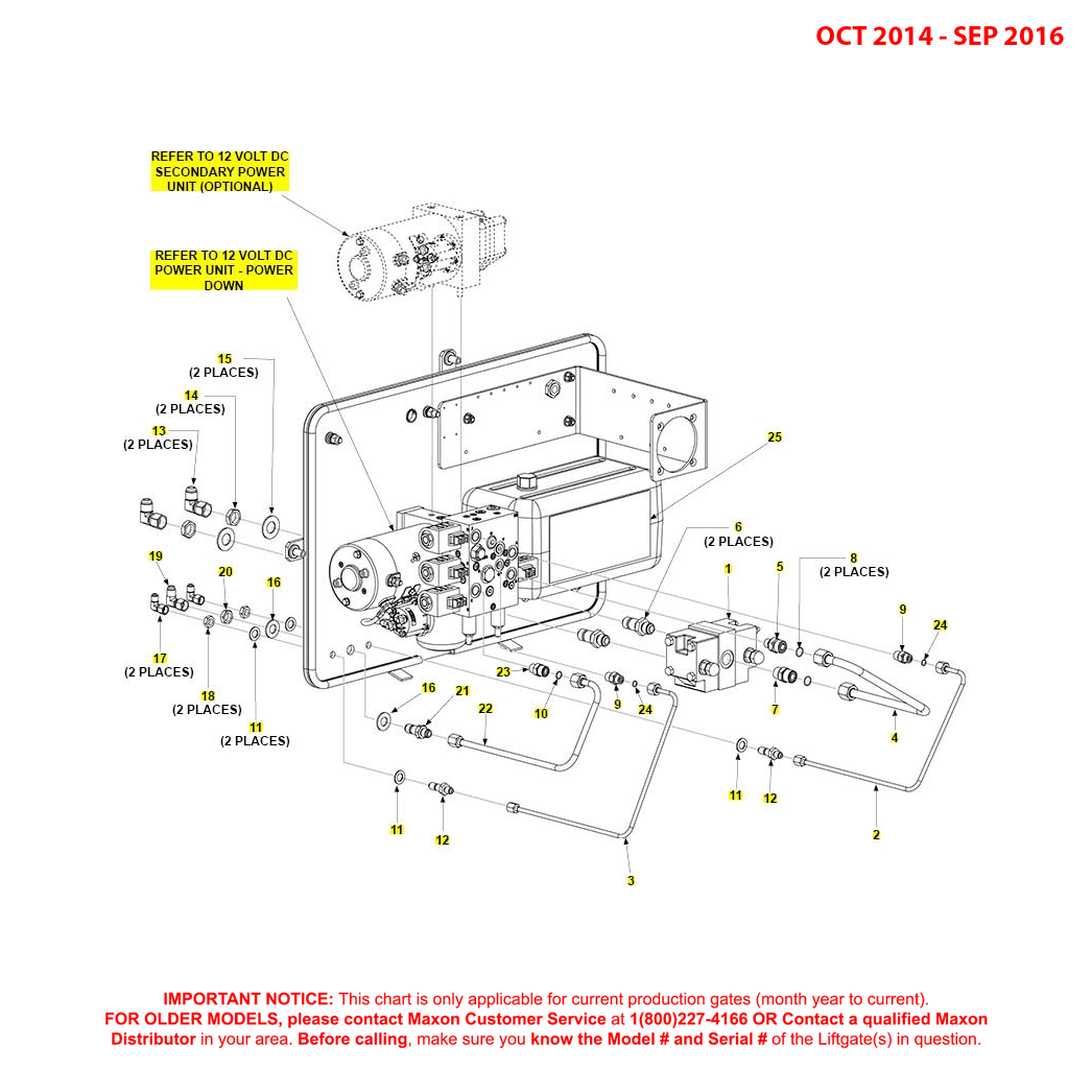 Maxon BMR (Oct 2014 - Sep 2016) Power Down Pump Assembly Diagram