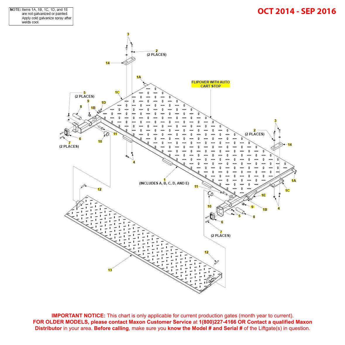 Maxon BMR (Oct 2014 - Sep 2016) Steel Flipover With Auto Cart Stop Diagram