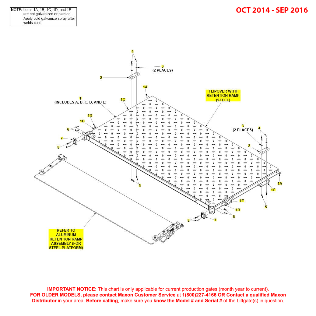Maxon BMR (Oct 2014 - Sep 2016) Steel Flipover With Retention Ramp Diagram