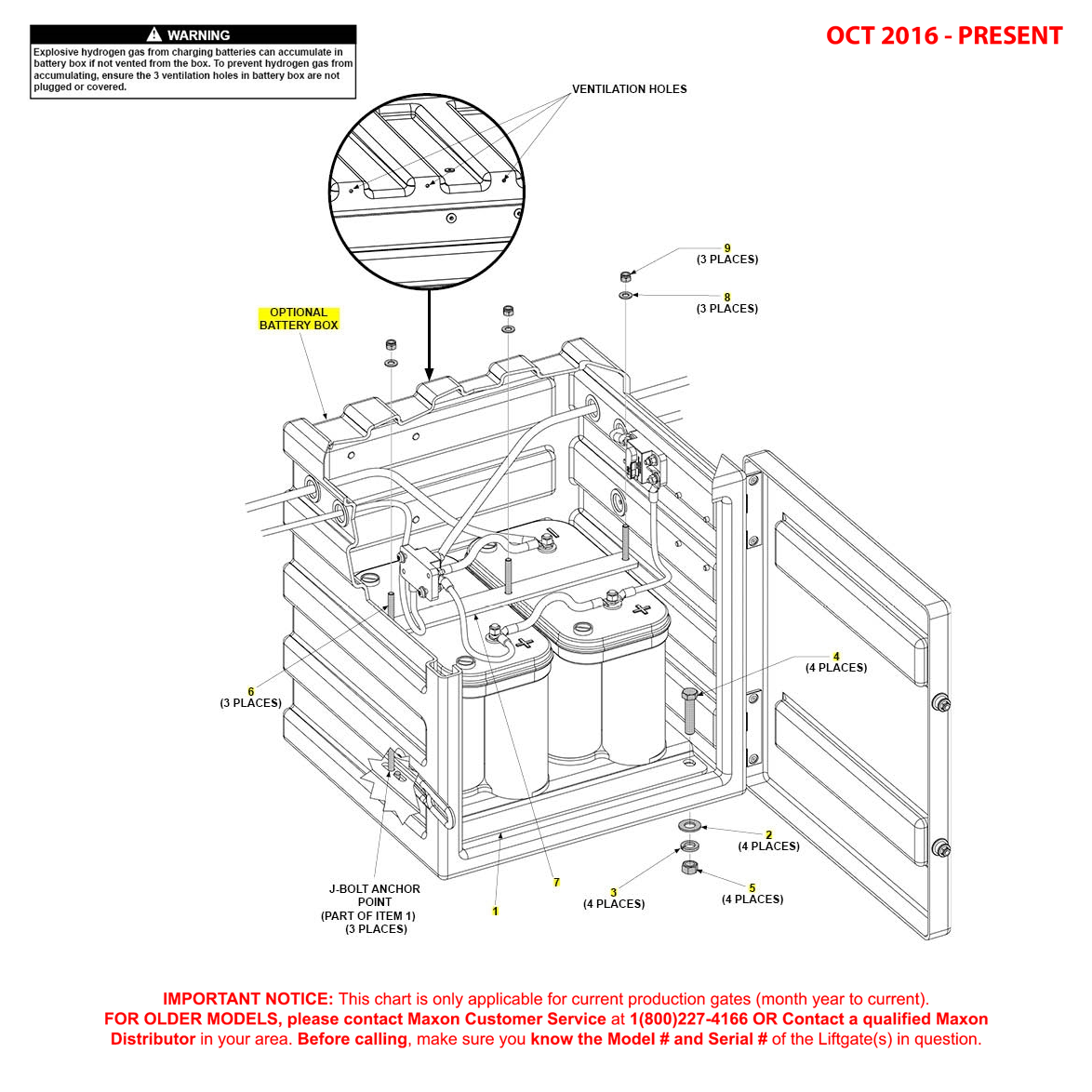 Maxon BMR (Oct 2016 - Present) Optional Battery Box Assembly Diagram