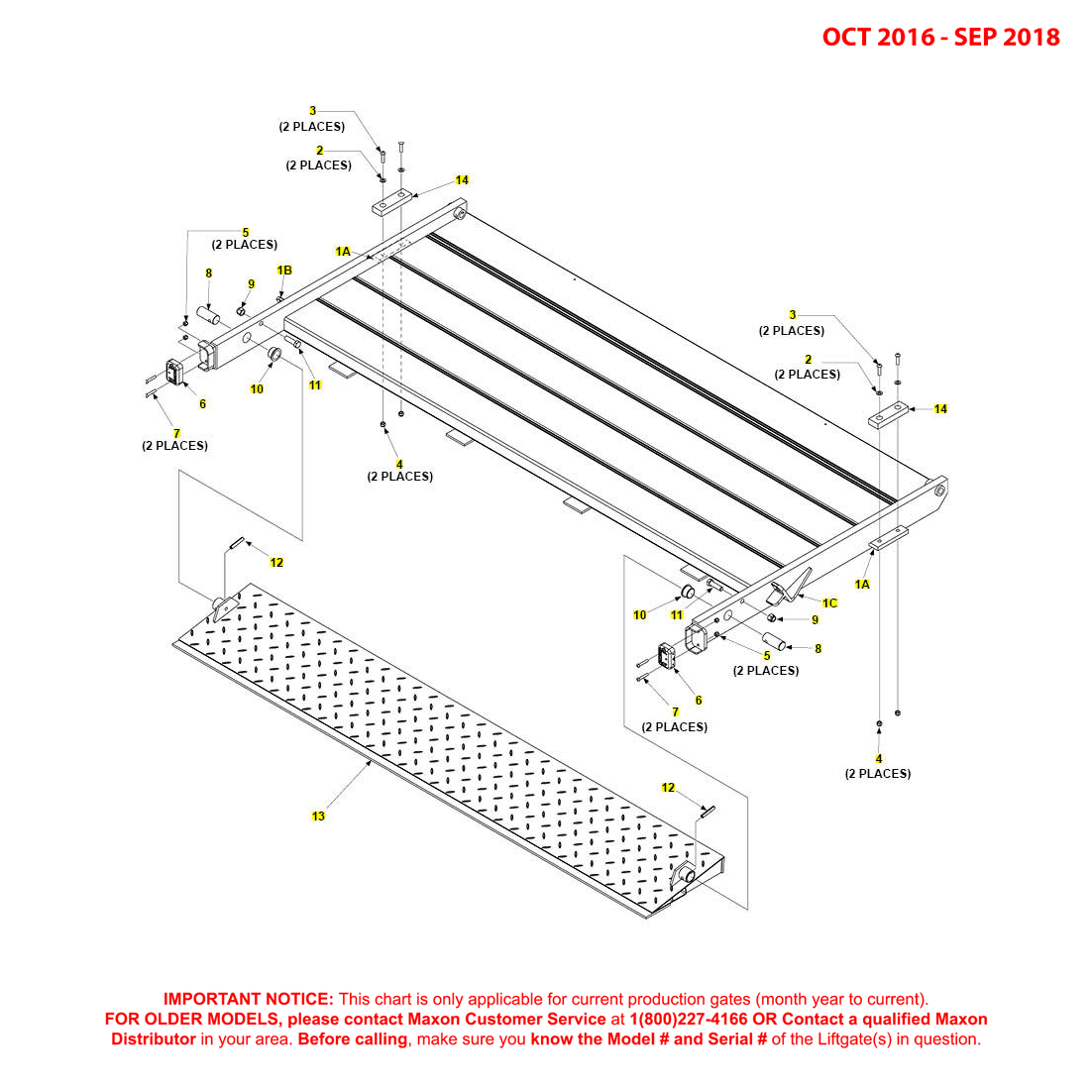 Maxon BMR (Oct 2016 - Sep 2018) Aluminum Flipover Assembly With Auto Cart Stop Diagram