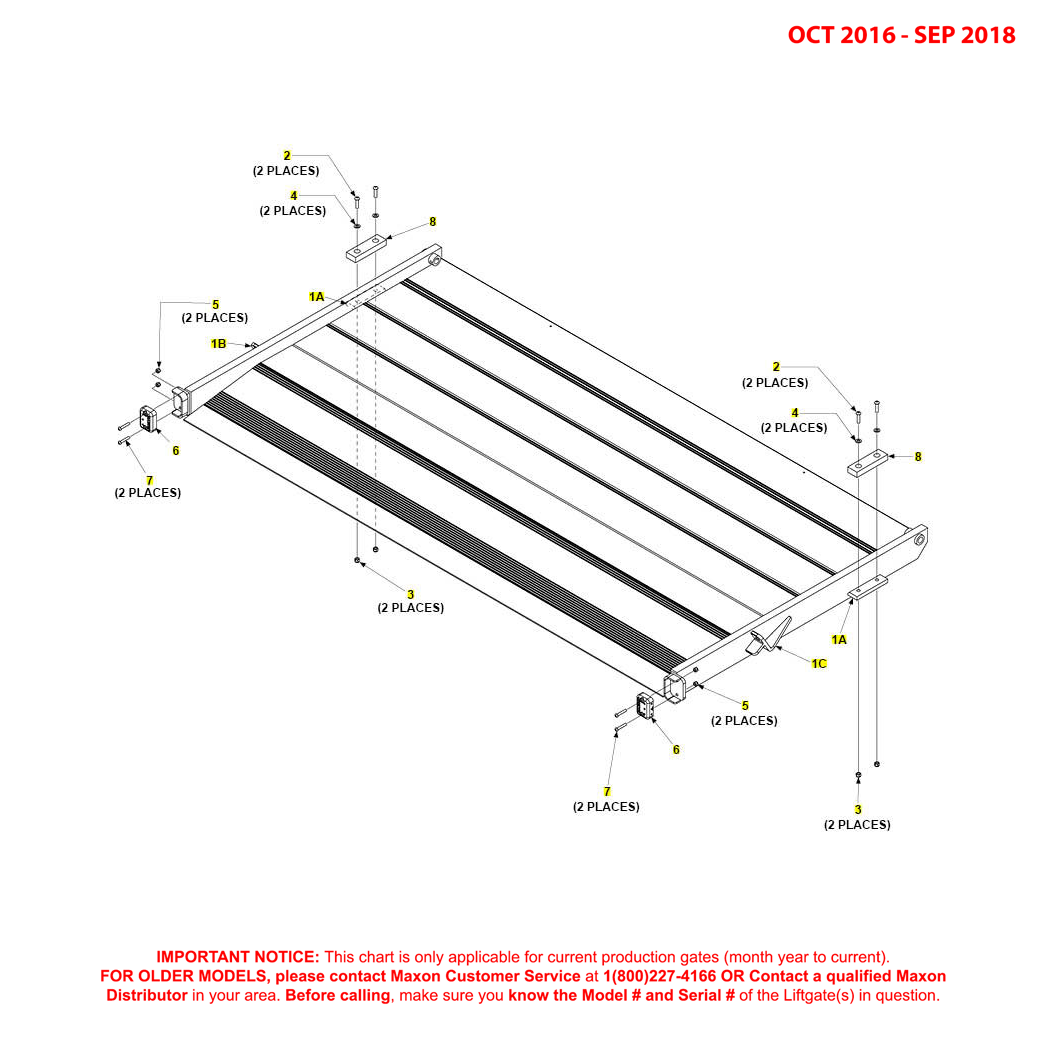 Maxon BMR (Oct 2016 - Sep 2018) Aluminum Flipover Assembly With Fixed Ramp Diagram