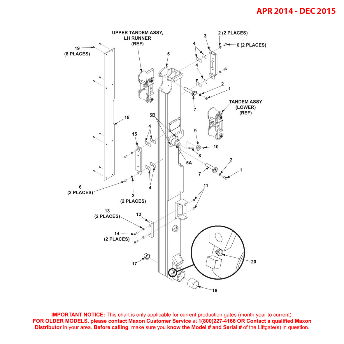 Maxon BMRA (Apr 2014 - Dec 2015) Left Hand Runner Assembly Diagram