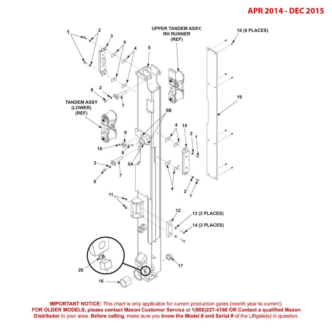 Maxon BMRA (Apr 2014 - Dec 2015) Right Hand Runner Assembly Diagram