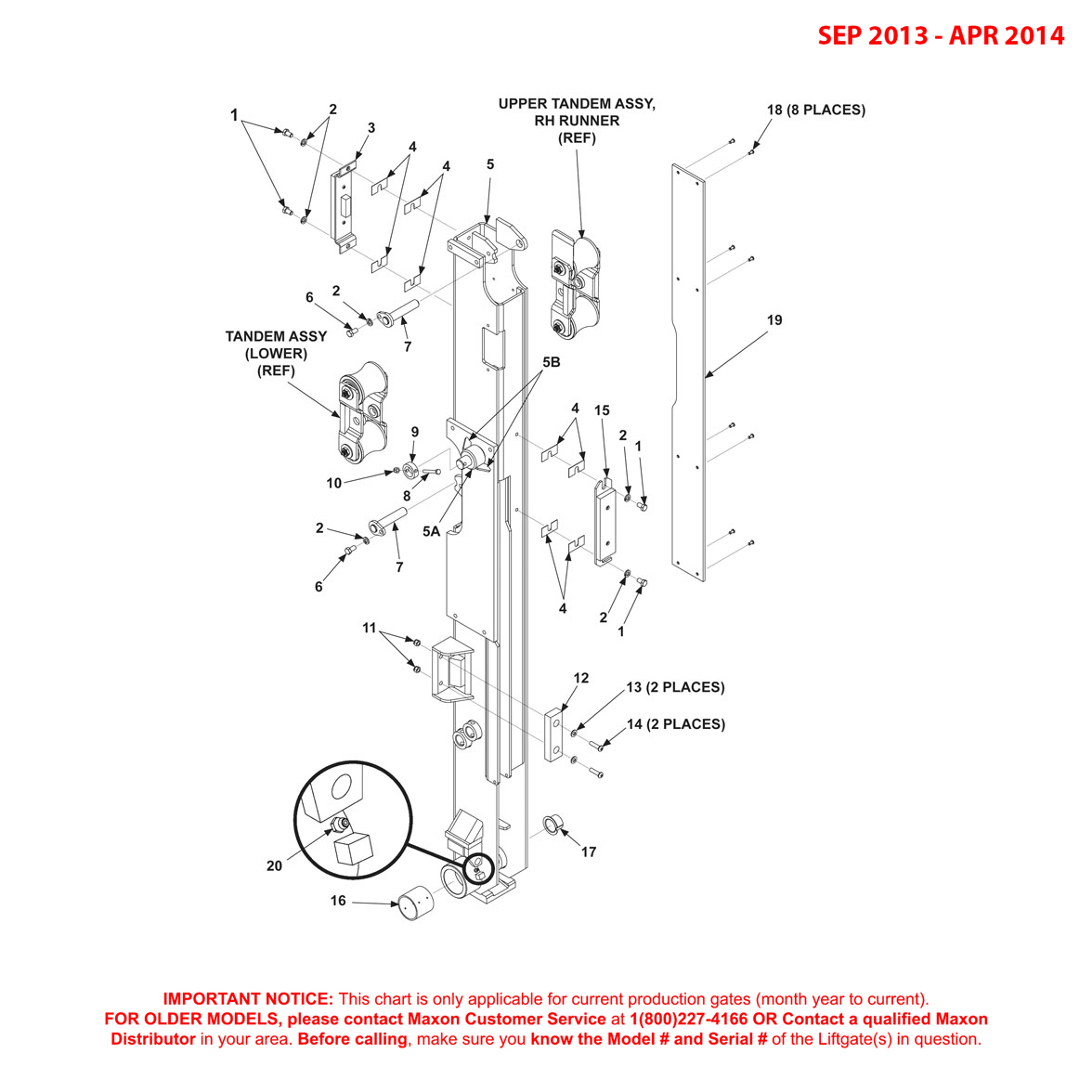Maxon BMRA (Sep 2013 - Apr 2014) Right Hand Runner Assembly Diagram