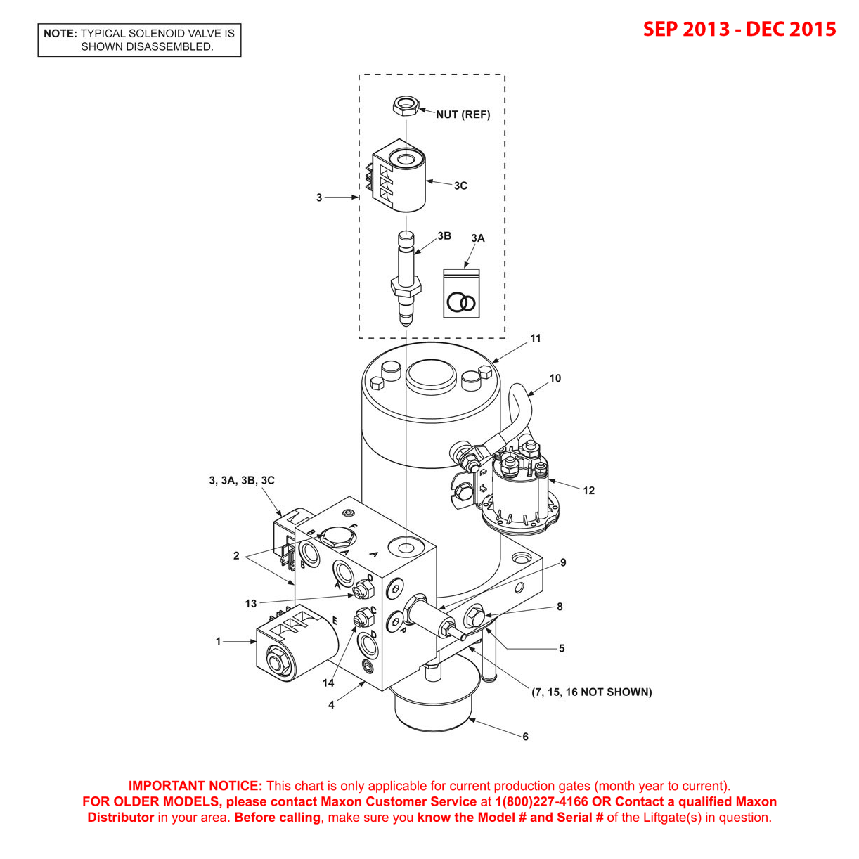 Maxon BMRA (Sep 2013 - Dec 2015) 12VDC Gravity Down Power Unit Diagram
