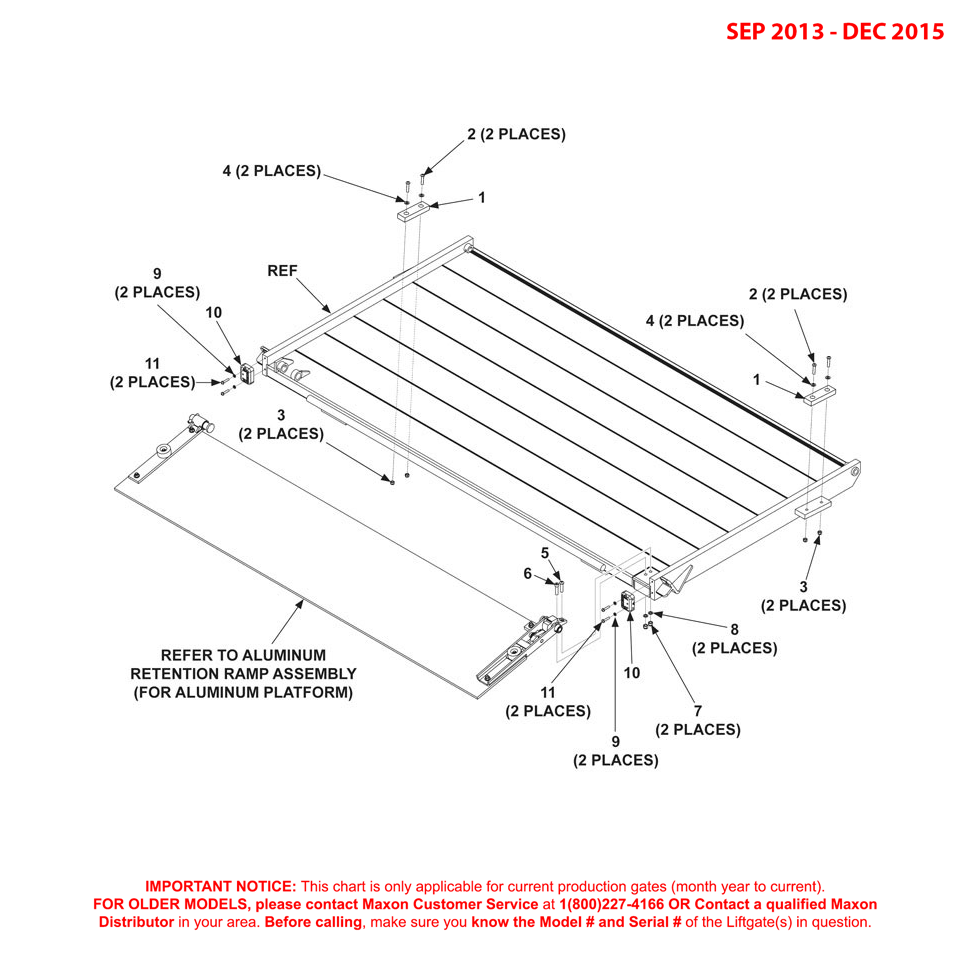 Maxon BMRA (Sep 2013 - Dec 2015) Aluminum Flipover Assembly Diagram