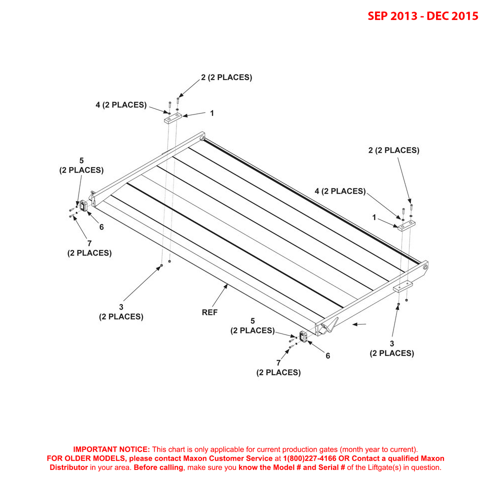 Maxon BMRA (Sep 2013 - Dec 2015) Aluminum Flipover Assembly With Fixed Ramp Diagram