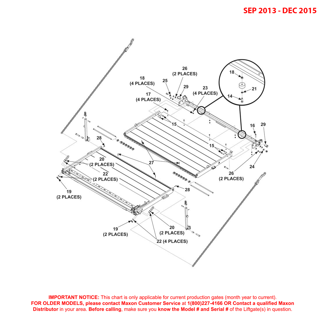 Maxon BMRA (Sep 2013 - Dec 2015) Aluminum Platform Flipover And Chain Assembly Diagram - 1B