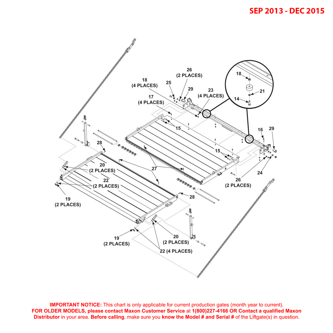 Maxon BMRA (Sep 2013 - Dec 2015) Aluminum Platform Flipover And Chain Assembly Diagram - 2B