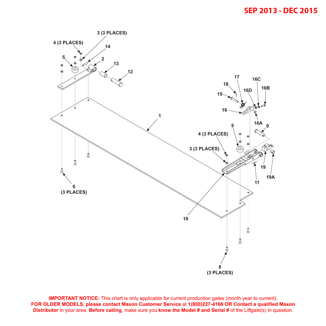 Maxon BMRA (Sep 2013 - Dec 2015) Aluminum Retention Ramp Assembly Diagram For Aluminum Platforms