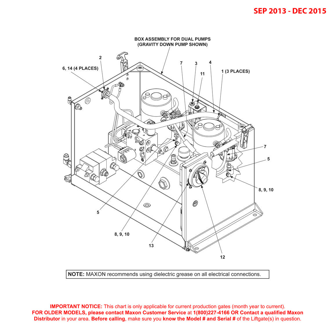 Maxon BMRA (Sep 2013 - Dec 2015) Electrical Components For Dual Pump Box Diagram