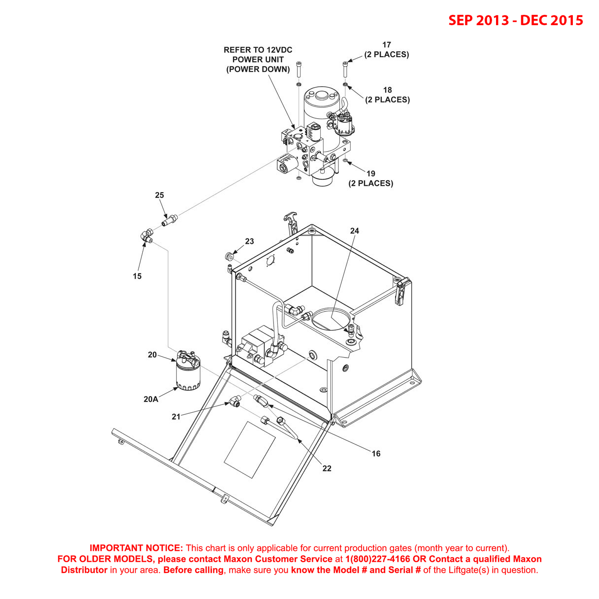 Maxon BMRA (Sep 2013 - Dec 2015) Gravity Down Single Pump Assembly Diagram (2 OF 2)