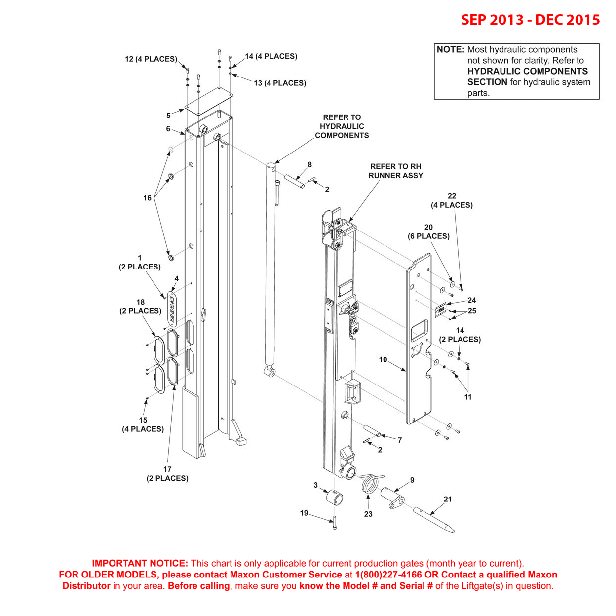 Maxon BMRA (Sep 2013 - Dec 2015) Left Hand Column Assembly Diagram