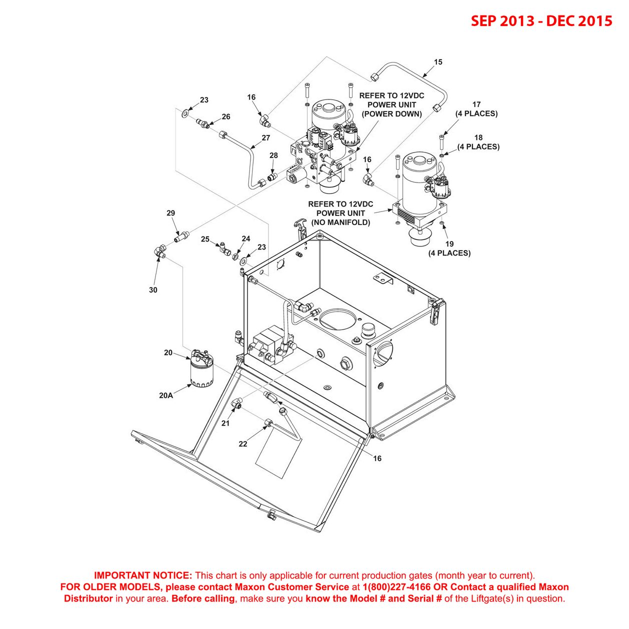 Maxon BMRA (Sep 2013 - Dec 2015) Power Down Dual Pump Assembly Diagram (2 OF 2)