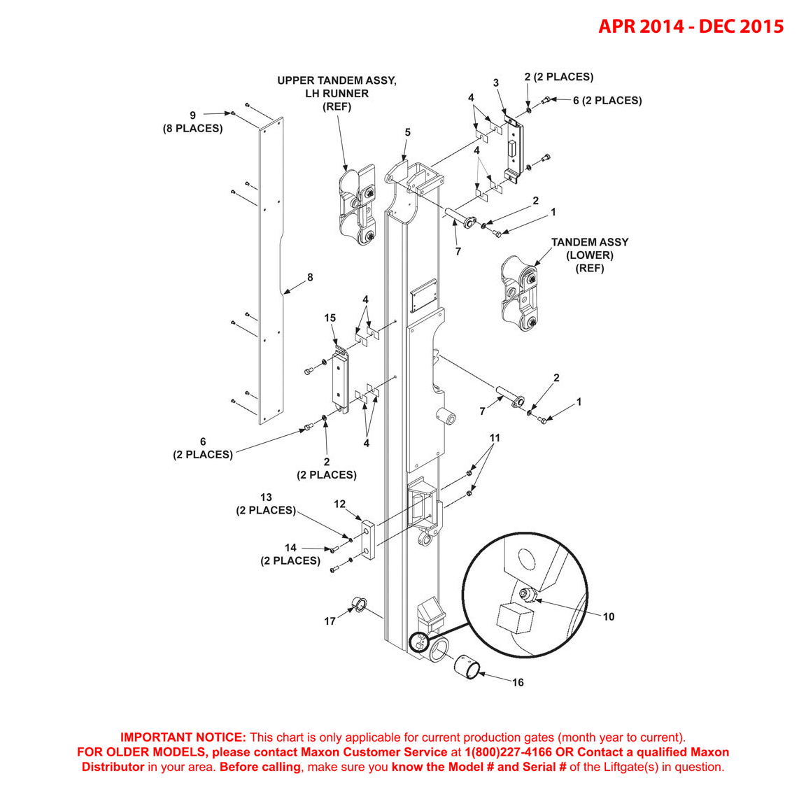 Maxon BMR-A-CS (Apr 2014 - Dec 2015) Left Hand Runner Assembly Diagram