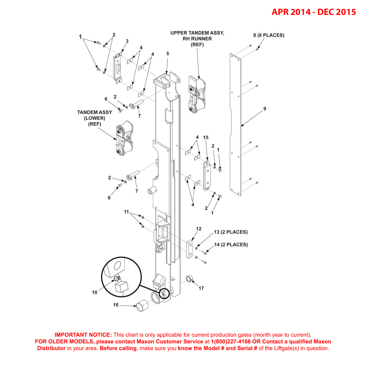 Maxon BMR-A-CS (Apr 2014 - Dec 2015) Right Hand Runner Assembly Diagram