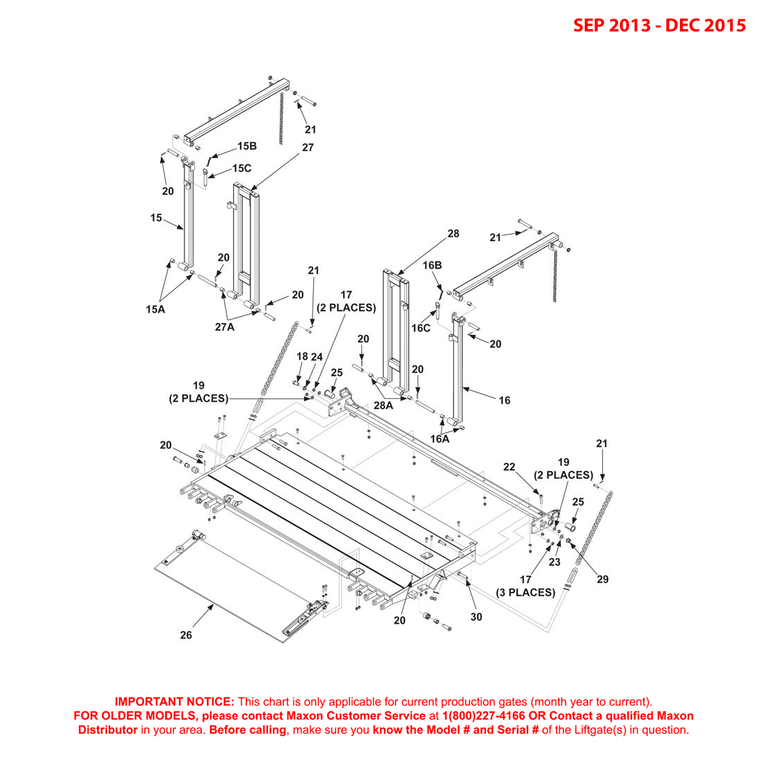 Maxon BMR-A-CS (Sep 2013 - Dec 2015) Aluminum Platform Assembly Diagram (2 OF 3)