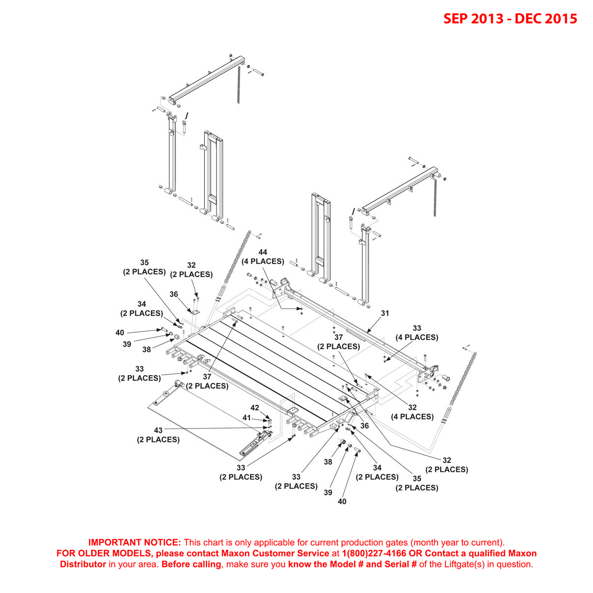 Maxon BMR-A-CS (Sep 2013 - Dec 2015) Aluminum Platform Assembly Diagram (3 OF 3)