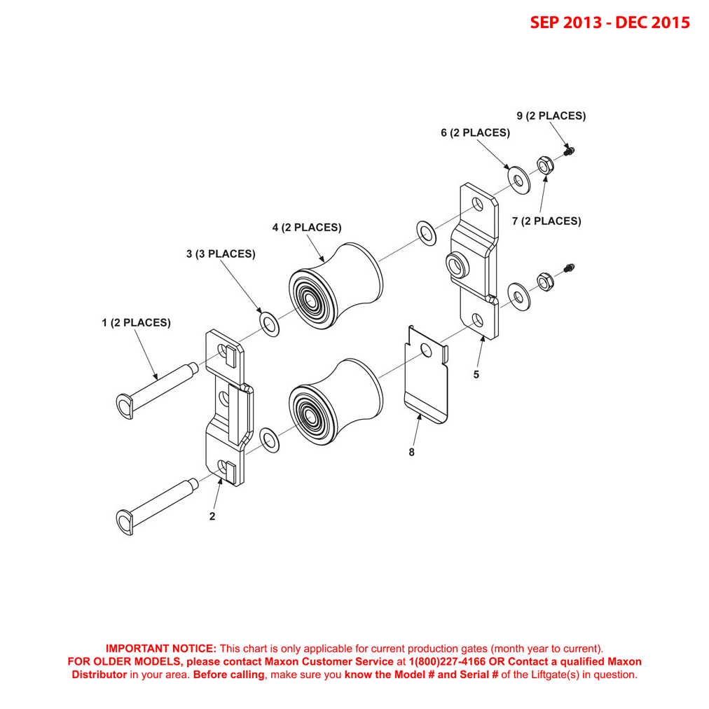 Maxon BMR-A-CS (Sep 2013 - Dec 2015) Upper Tandem Assembly With Right Hand Runner Diagram