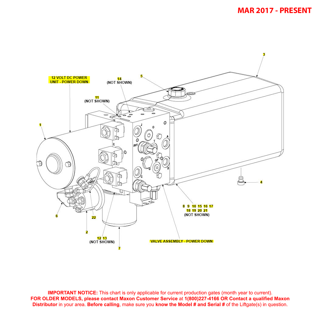 Maxon BMR-CS (Mar 2017 - Present) Bucher Hydraulics 12VDC Power Down Power Unit Diagram