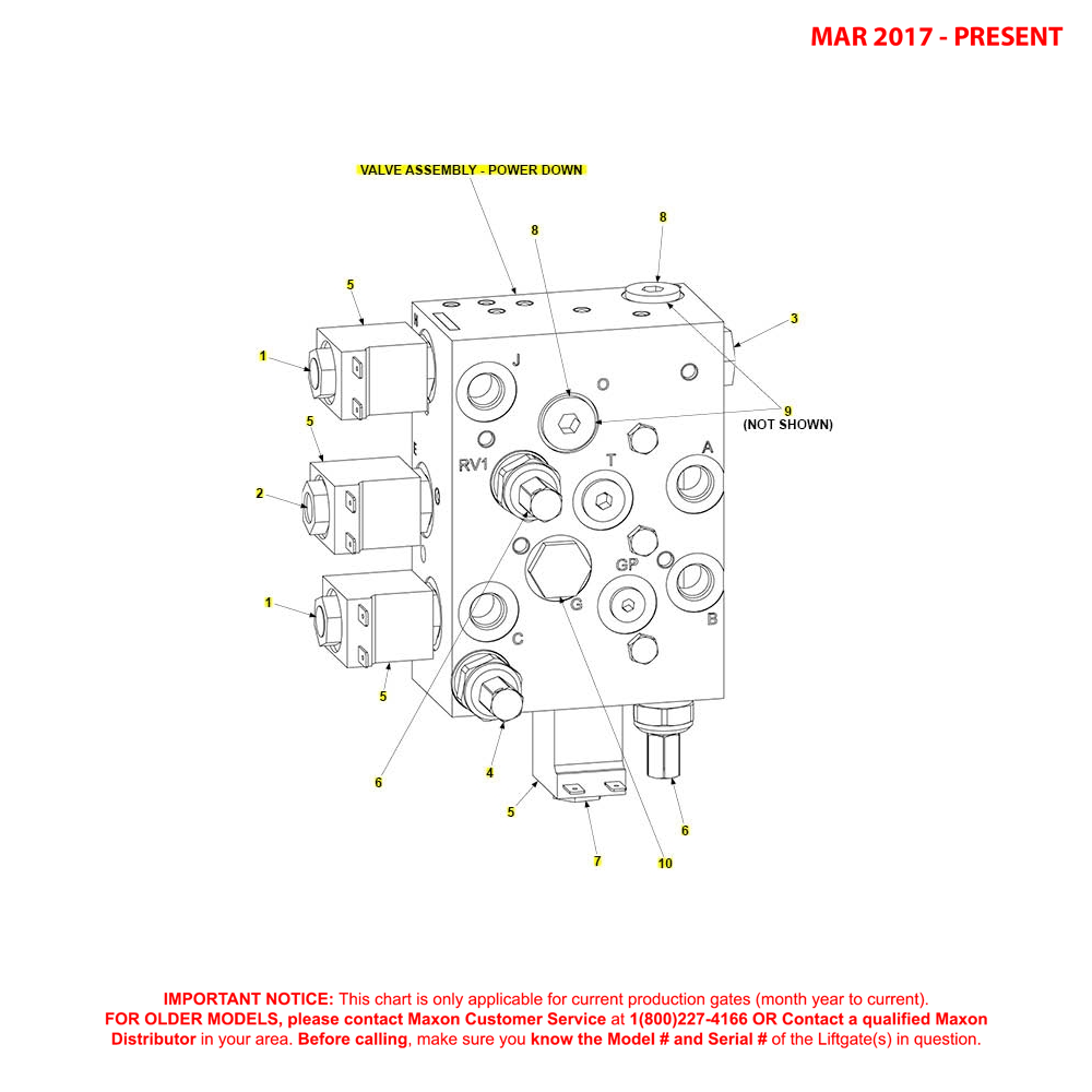 Maxon BMR-CS (Mar 2017 - Present) Bucher Hydraulics Power Down Valve Assembly Diagram