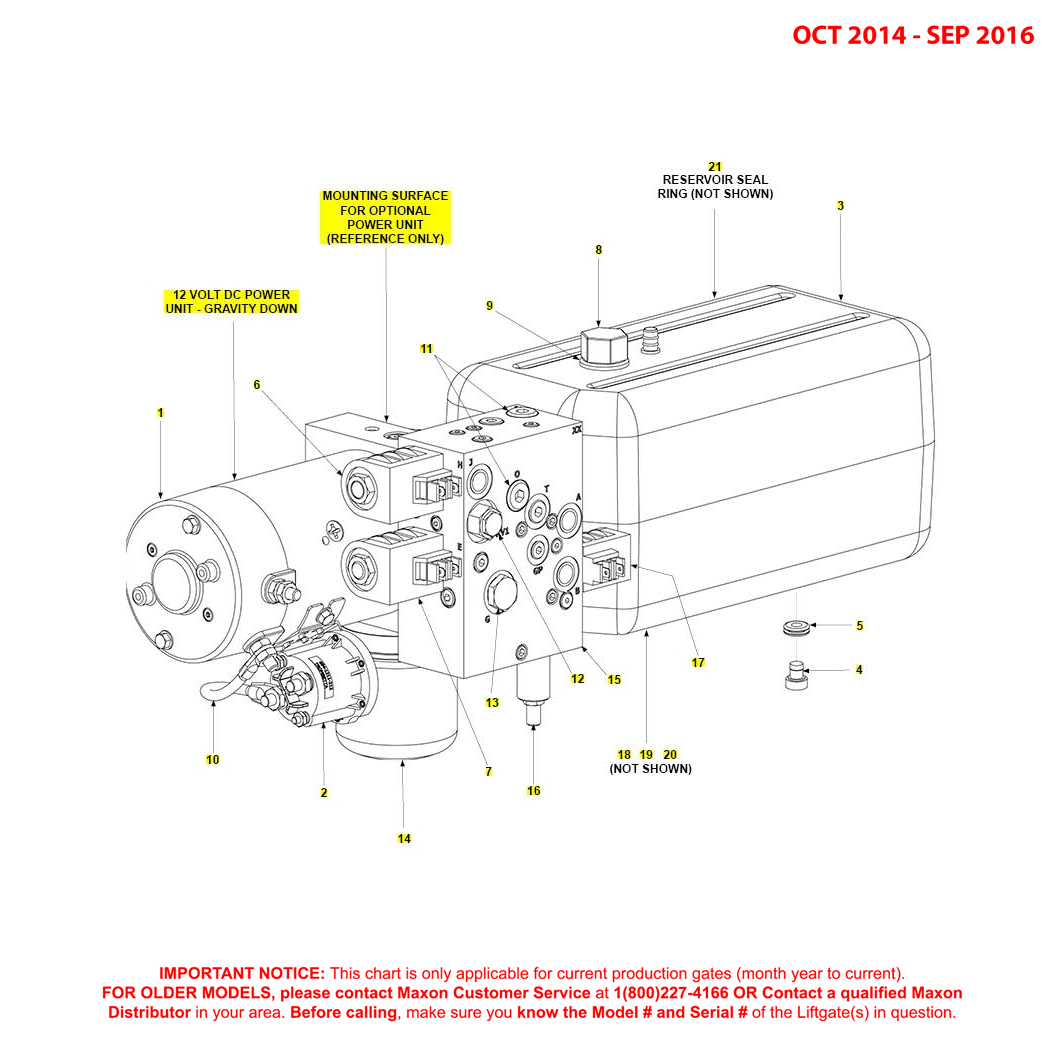 Maxon BMR-CS (Oct 2014 - Sep 2016) 12VDC Gravity Down Power Unit Diagram