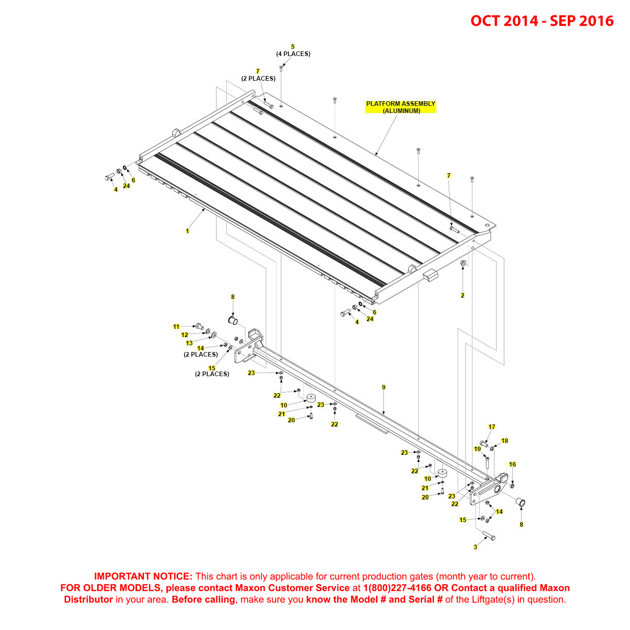 Maxon BMR-CS (Oct 2014 - Sep 2016) Aluminum Platform Assembly Diagram