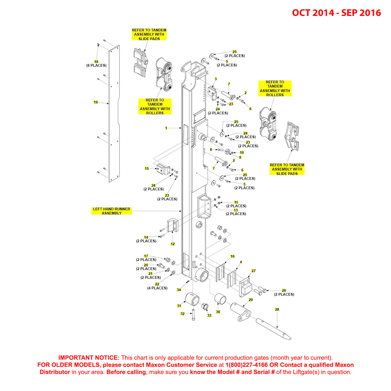Maxon BMR-CS (Oct 2014 - Sep 2016) Left Hand Runner Assembly Diagram