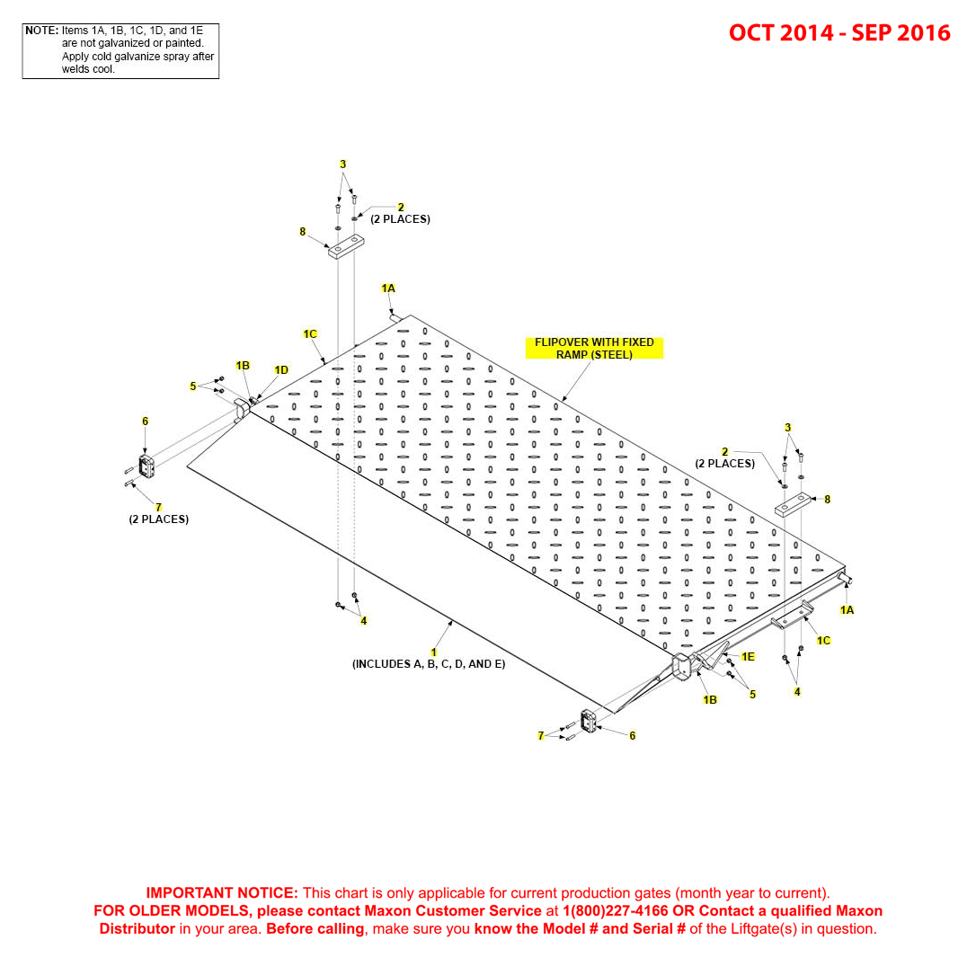 Maxon BMR-CS (Oct 2014 - Sep 2016) Steel Flipover With Fixed Ramp Diagram