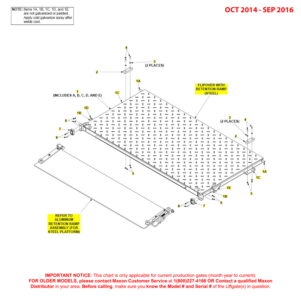 Maxon BMR-CS (Oct 2014 - Sep 2016) Steel Flipover With Retention Ramp Diagram