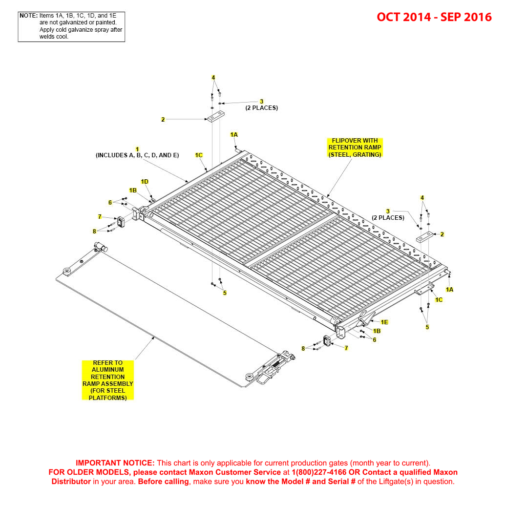 Maxon BMR-CS (Oct 2014 - Sep 2016) Steel Grating Flipover With Retention Ramp Diagram