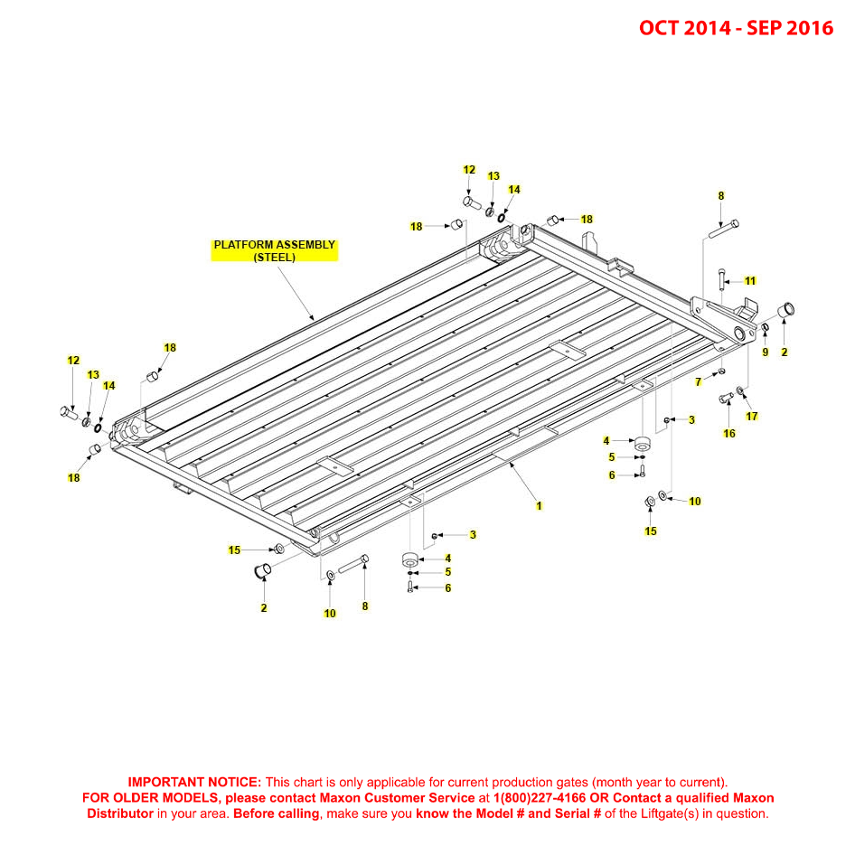 Maxon BMR-CS (Oct 2014 - Sep 2016) Steel Platform Assembly Diagram