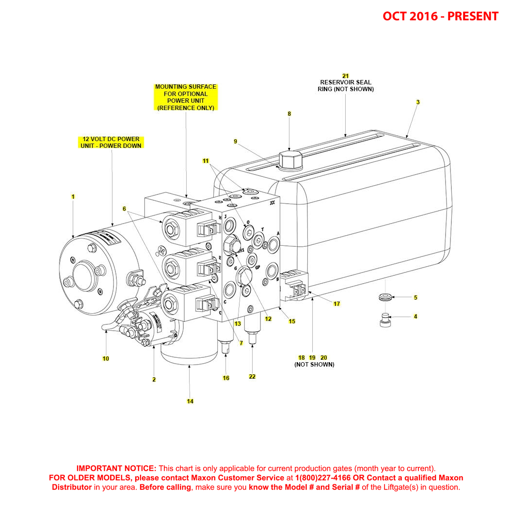 Maxon BMR-CS (Oct 2016 - Present) MTE Hydraulics 12VDC Power Down Power Unit Diagram
