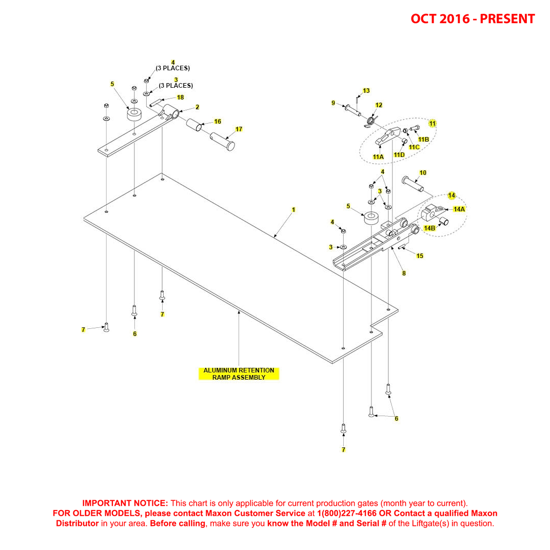 Maxon BMR-CS (Oct 2016 - Present) Aluminum Retention Ramp Assembly Diagram
