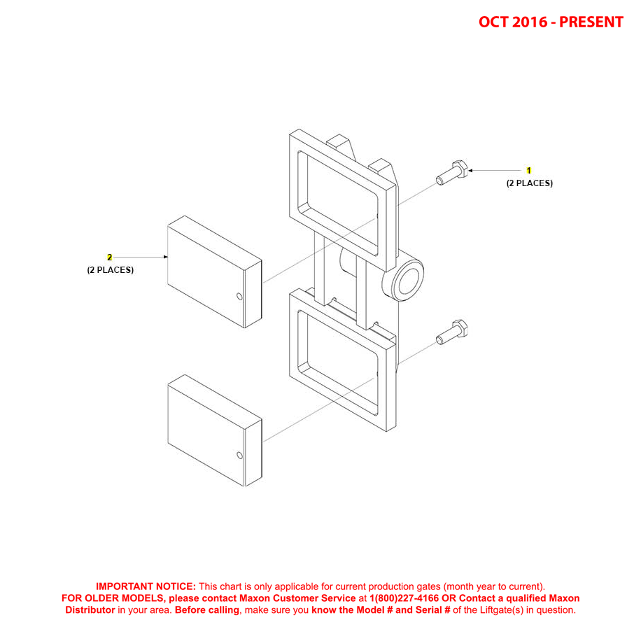 Maxon BMR-CS (Oct 2016 - Present) Tandem Assembly With Slide Pads Diagram