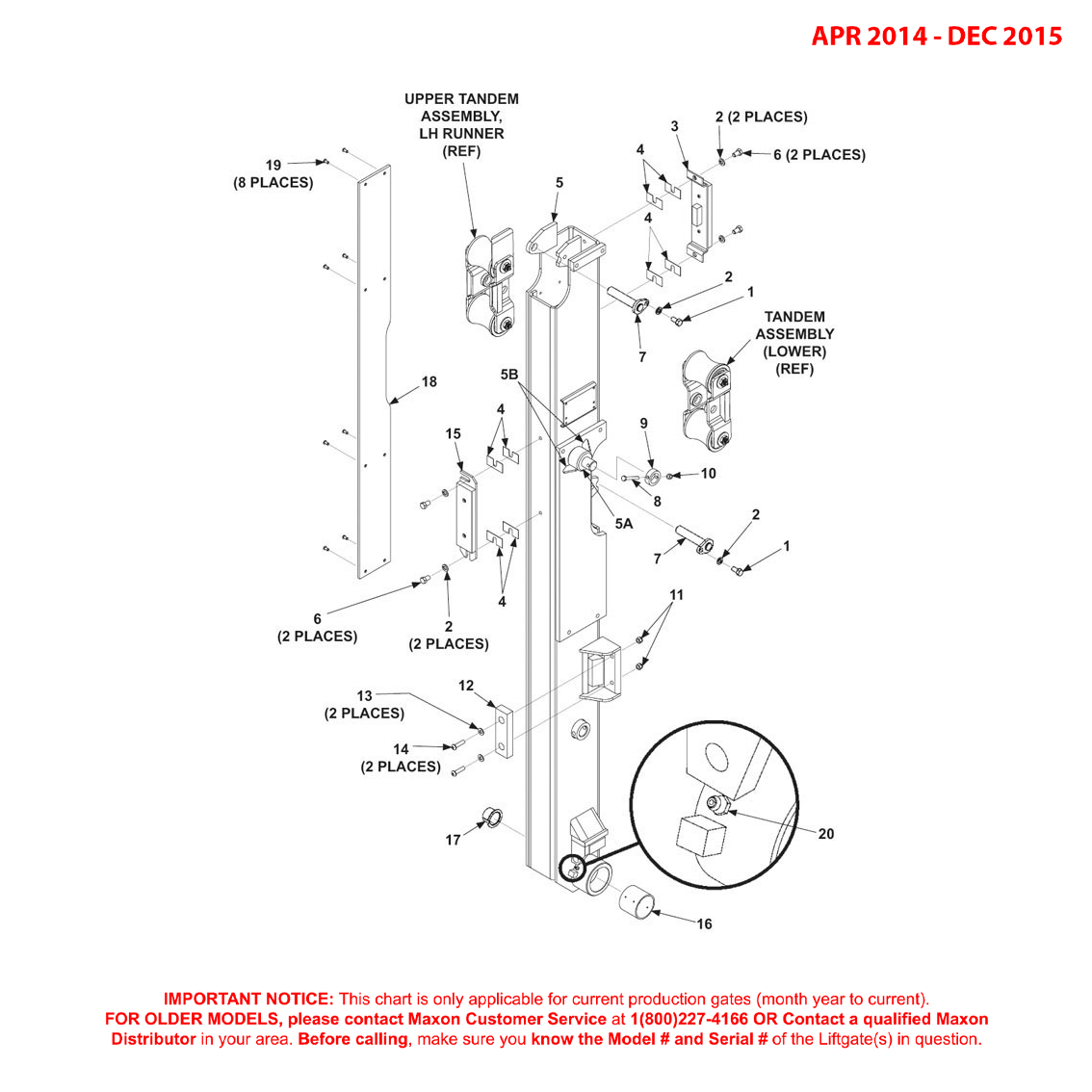 Maxon BMRSD (Apr 2014 - Dec 2015) Left Hand Runner Assembly Diagram