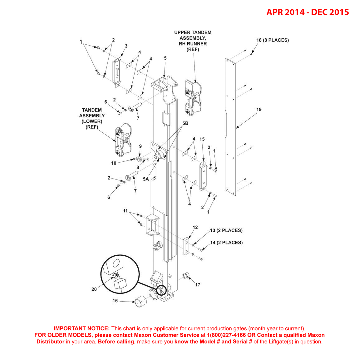 Maxon BMRSD (Apr 2014 - Dec 2015) Right Hand Runner Assembly Diagram
