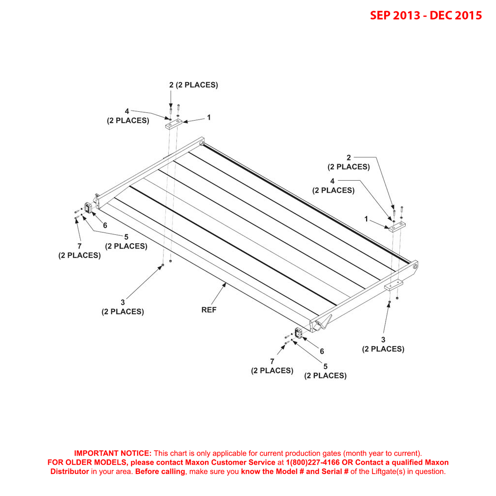 Maxon BMRSD (Sep 2013 - Dec 2015) Aluminum Flipover Assembly With Fixed Ramp Diagram