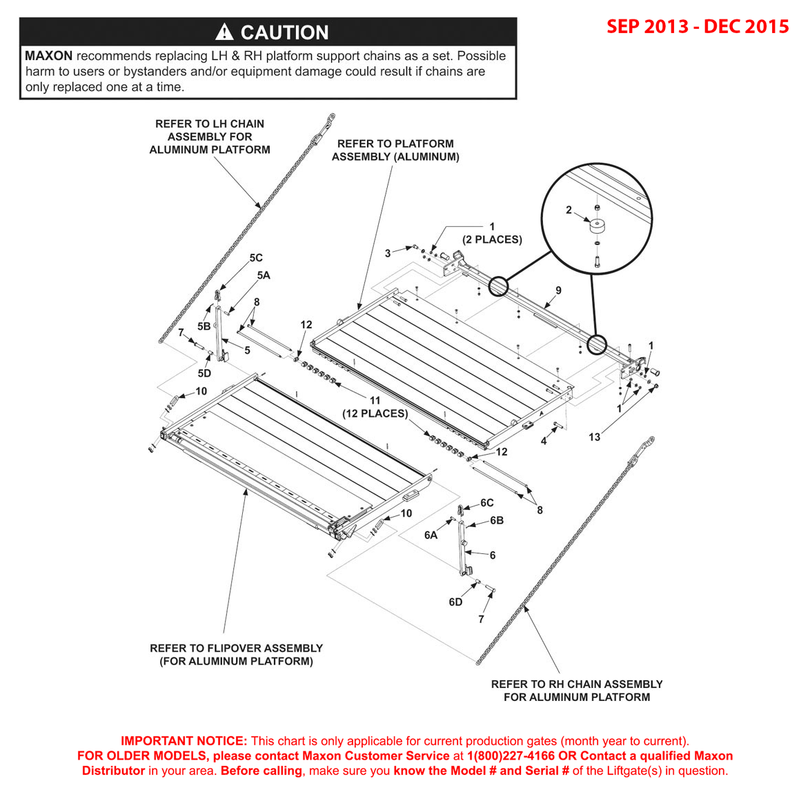 Maxon BMRSD (Sep 2013 - Dec 2015) Aluminum Platform Flipover And Chain Assembly - 1A