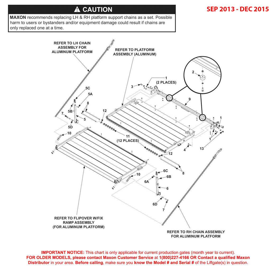 Maxon BMRSD (Sep 2013 - Dec 2015) Aluminum Platform Flipover And Chain Assembly - 2A