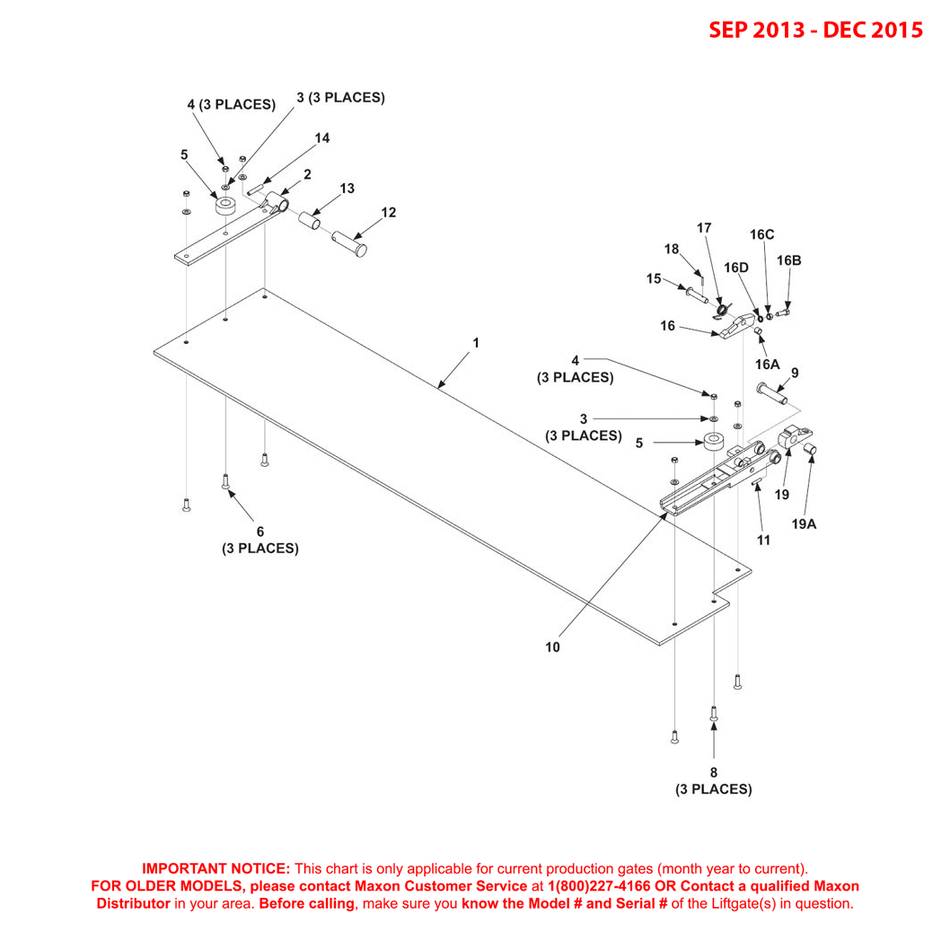 Maxon BMRSD (Sep 2013 - Dec 2015) Aluminum Retention Ramp Assembly For Aluminum Platform Diagram