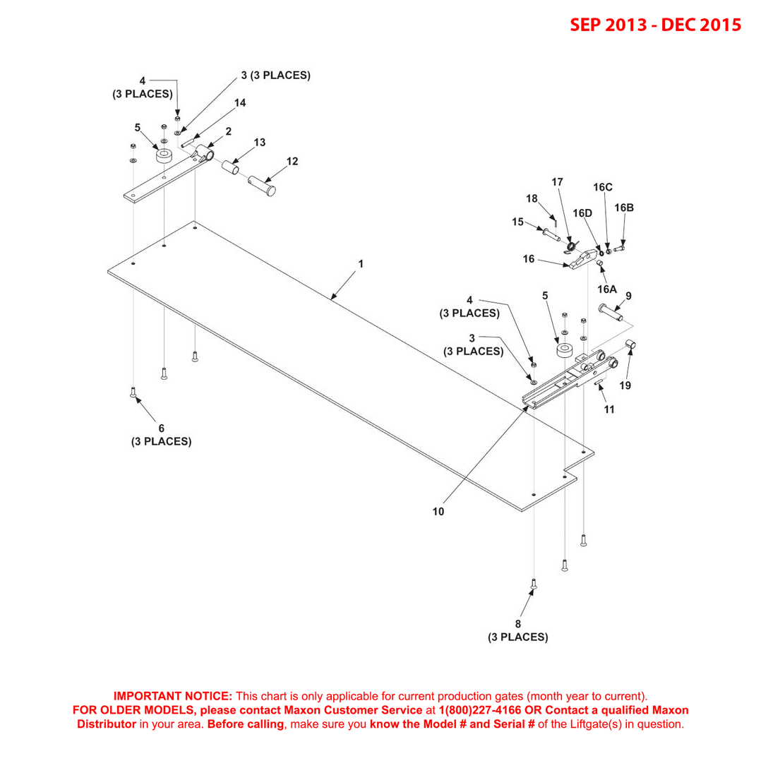 Maxon BMRSD (Sep 2013 - Dec 2015) Aluminum Retention Ramp Assembly For Steel Platform Diagram