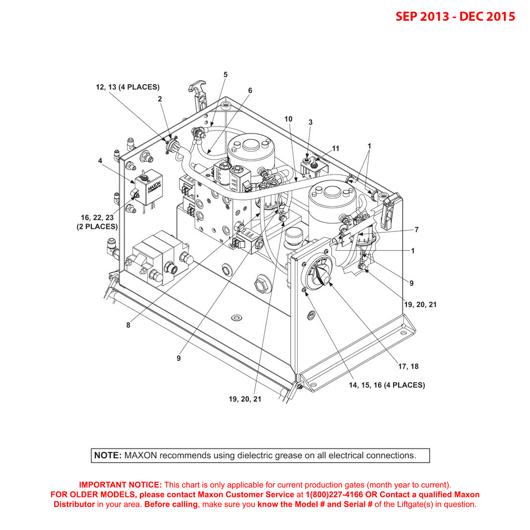 Maxon BMRSD (Sep 2013 - Dec 2015) Dual Pump Box Electrical Components Diagram
