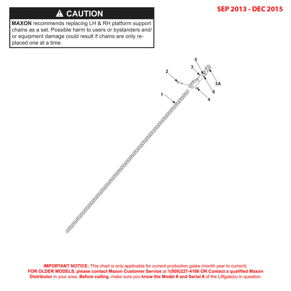 Maxon BMRSD (Sep 2013 - Dec 2015) Left Hand Chain Assembly For Aluminum Platform Diagram