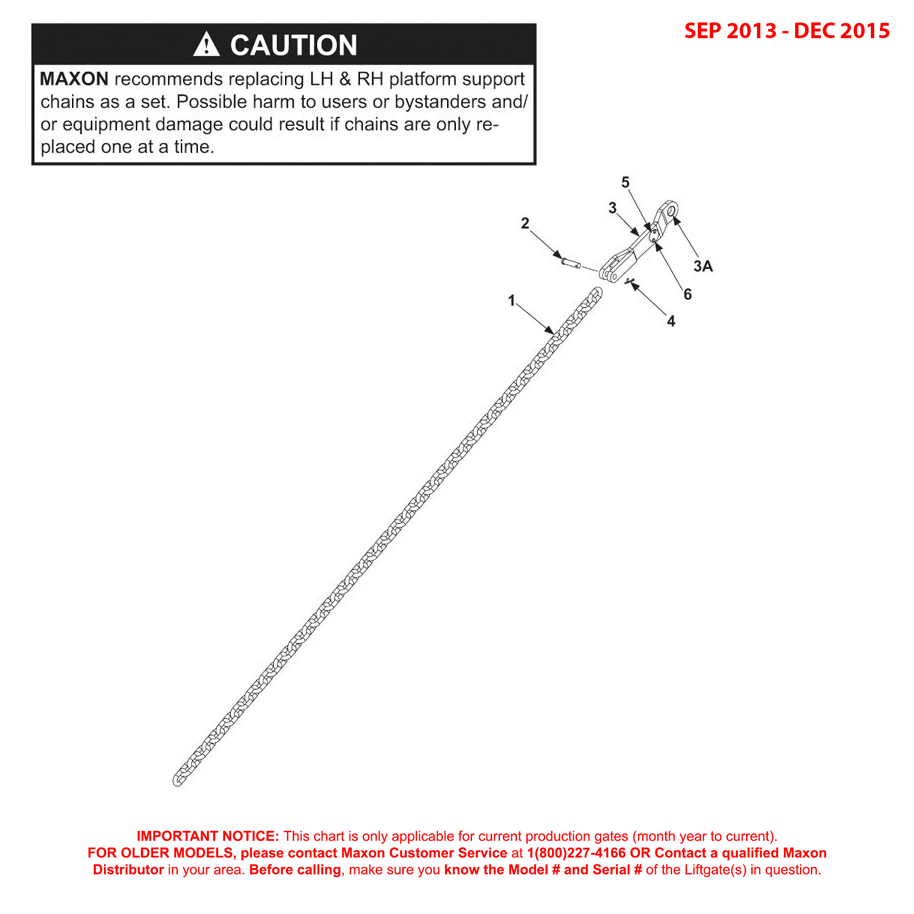 Maxon BMRSD (Sep 2013 - Dec 2015) Left Chain Assembly For Steel Platform Diagram