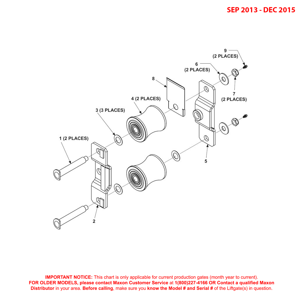 Maxon BMRSD (Sep 2013 - Dec 2015) Upper Tandem Assembly With Left Hand Runner Diagram