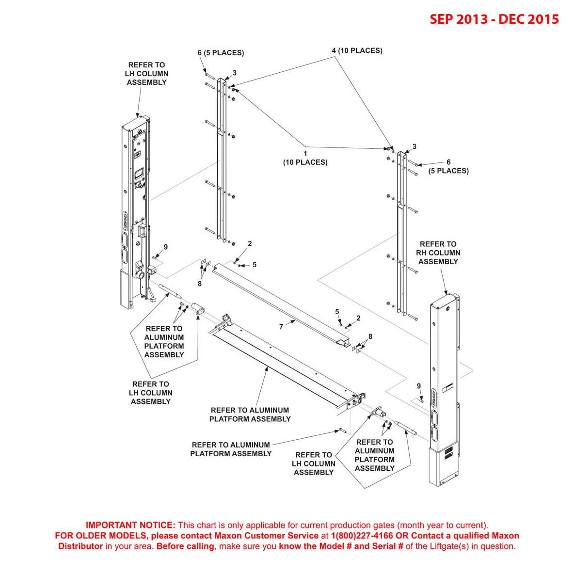 Maxon BMRSD (Sep 2013 - Dec 2015) Main Frame And Attaching Hardware For Aluminum Platform Diagram
